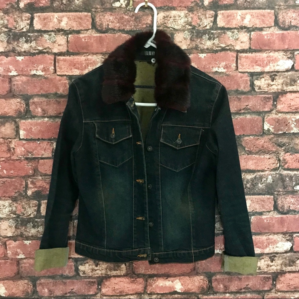 Laundry Denim Jacket with Faux Fur Collar